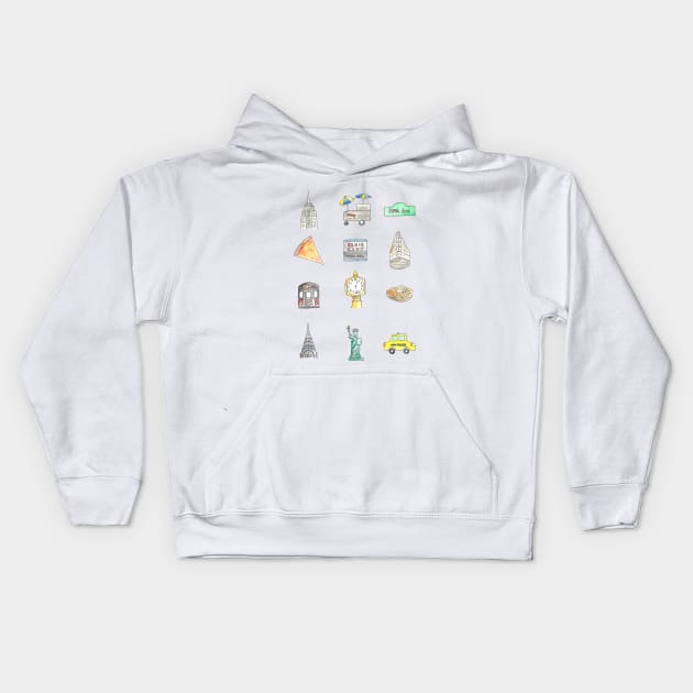 New York City Icons Kids Hoodie by buhloop.icons